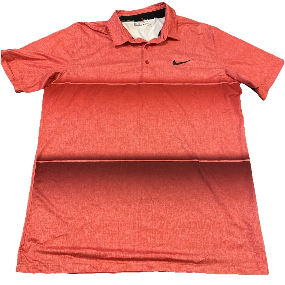Nike Golf Dri-Fit Polo Shirt Mens Large Heather Red‎ Standard Fit Short Sleeve